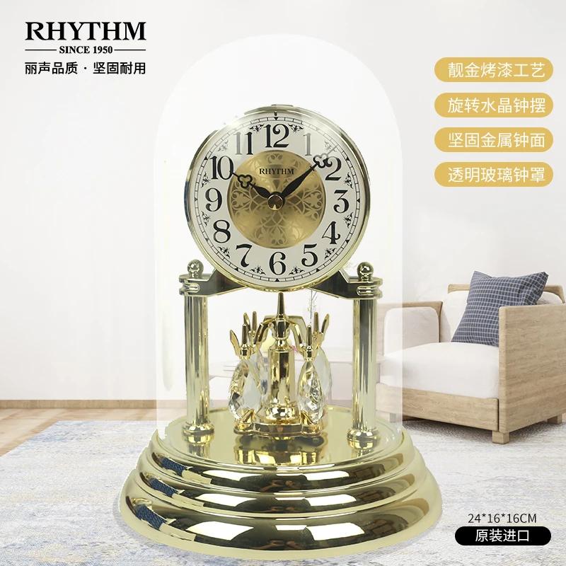 Luxury Gold Table Clock Desktop Clock Office Desk Clock Watches Crystal Rotating Home Decoration Living Room Bedroom Ornaments