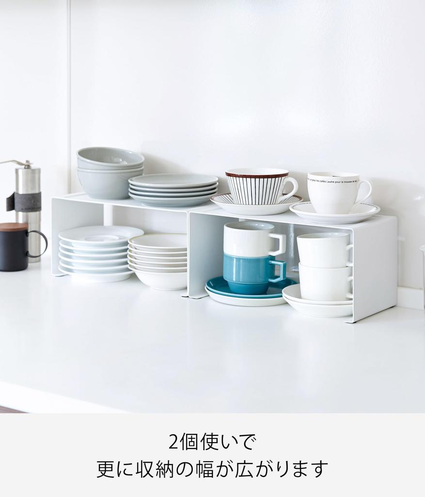 Yamazaki Tower Stackable Kitchen Steel x D14 x Model 3789 L-Shaped Rack, White, Approx. W30.5 H14cm,