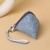 New Mini Triangle Coin Purse Canvas with Lanyard Coin Change Wallet Portable Earphone Bag