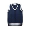 In-Stock Academy British Style JK Unisex Cable Knit V-Neck Color Block Sweater Vest