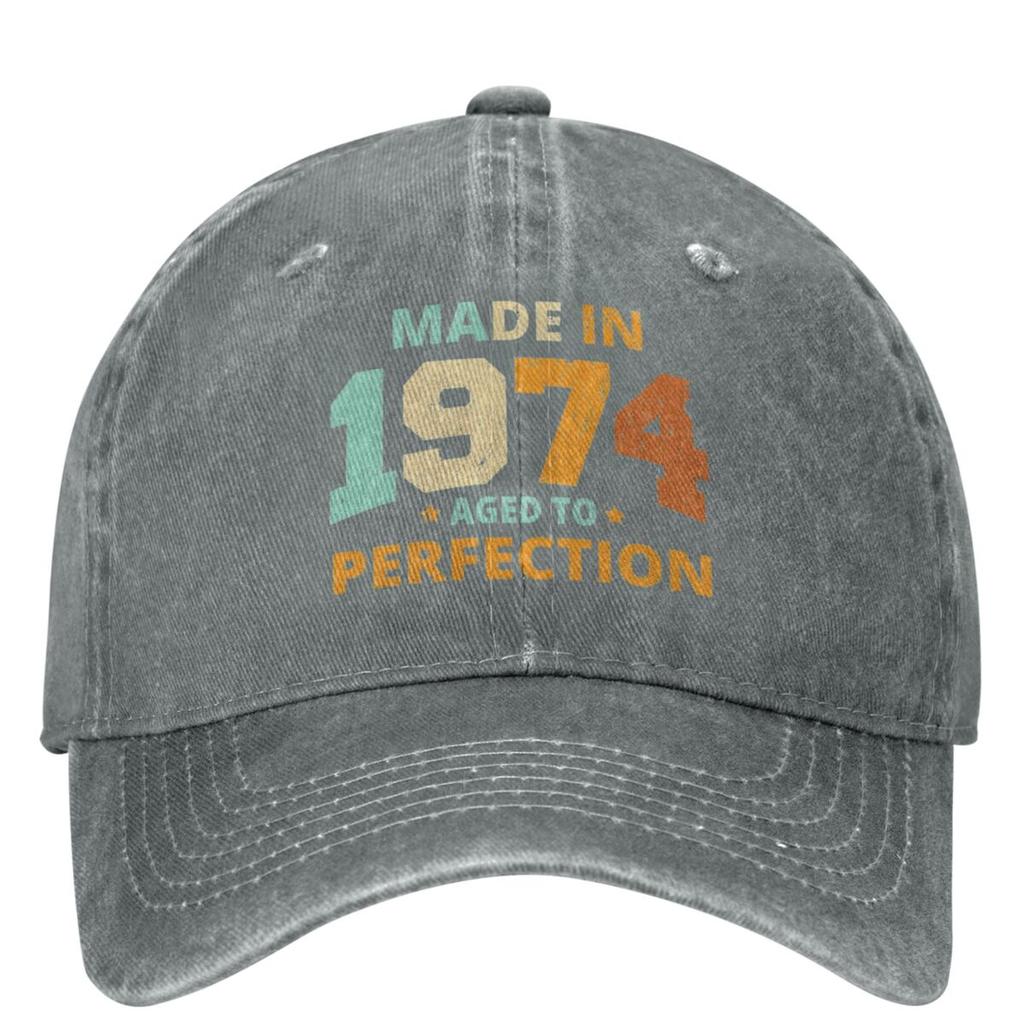 Made In 1974 Aged To Perfection Baseball Cap Merch Classic Distressed Cotton Vintage 50th Birthday Dad Hat Workouts Caps Hat