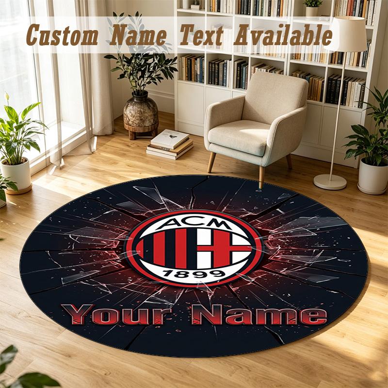 Round Rug Custom NameAC Milan Pattern Non Slip Carpet Home Floor Decor