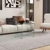 Glass Coffee Table, Rectangular, Tempered Glass, Rounded Edges, Transparent
