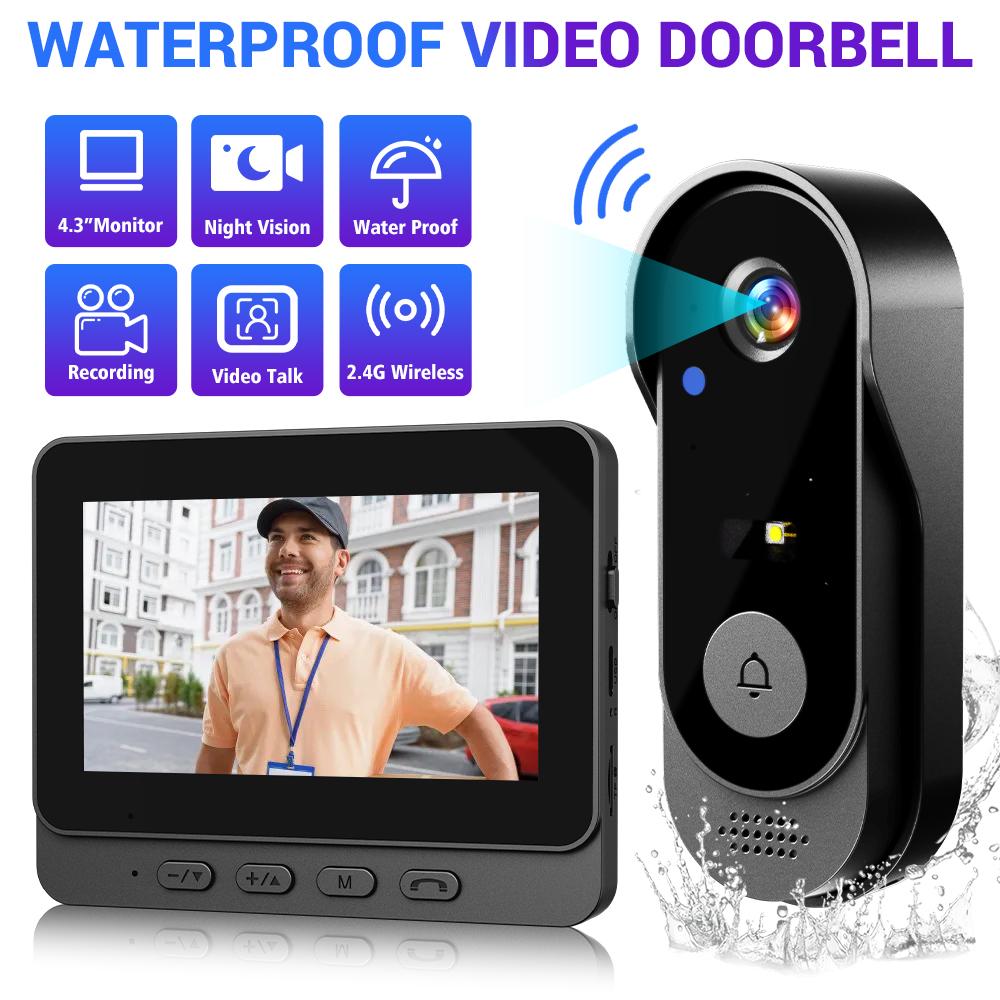 WIFI 2.4G Camera Doorbell HD Video Intercom Outdoor Wireless Waterproof Door Bell Security Protection IR Night Vision Smart Home