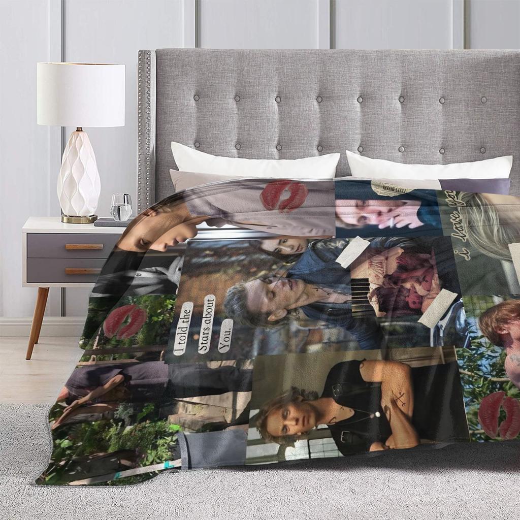 Jamie Campbell Bower Decke Weiche Plüsch-Überwurfdecke für Couch Sessel Sofa Bett Dekorative Flanell-Tagesdecke Bettbezug