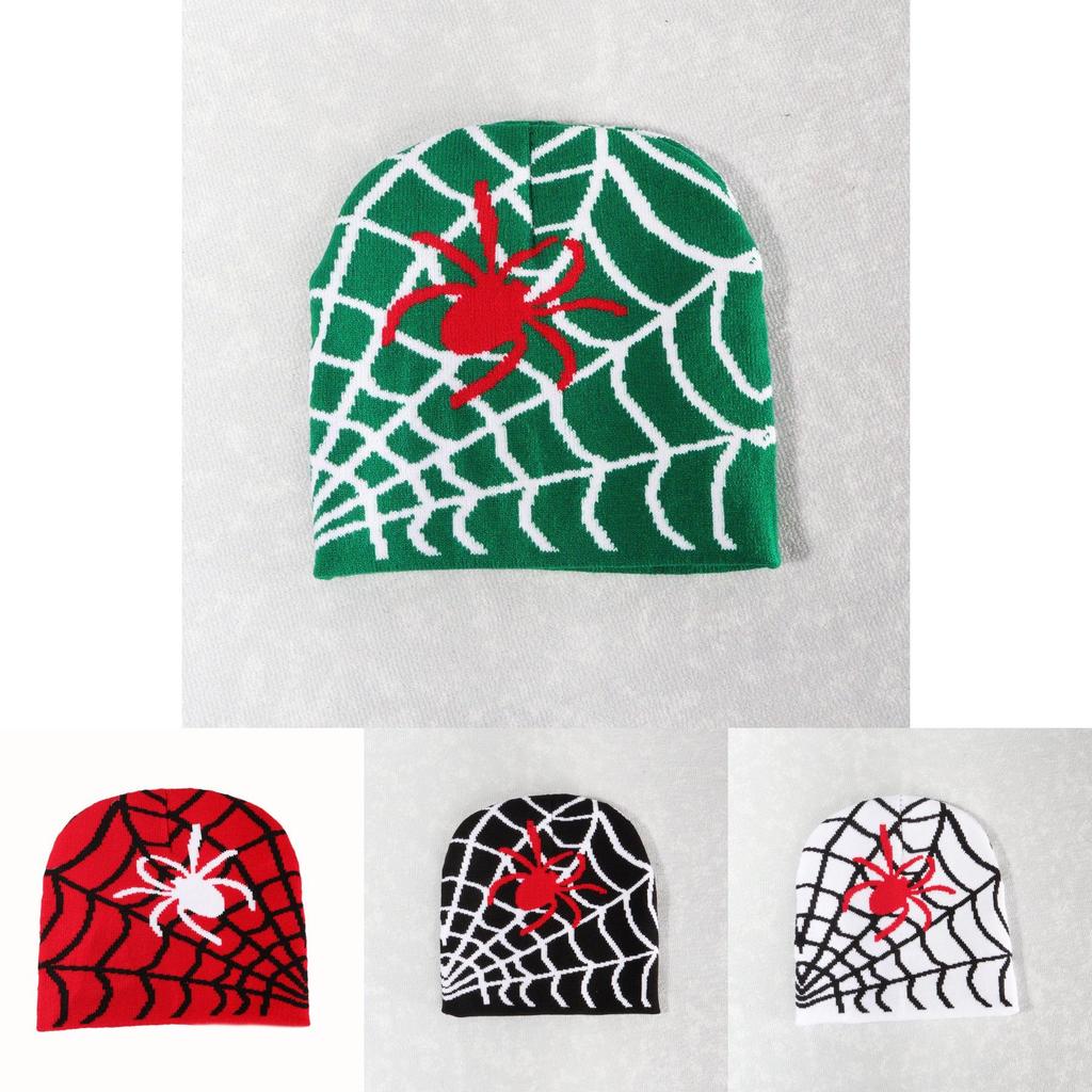 Spider Pattern Knit Beanie For Men And Women Warm Streetwear Fashion 2023