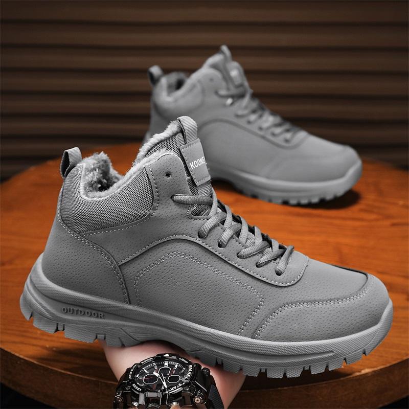 Winter men's shoes, cotton boots, outdoor cold proof with thickened fleece for warmth, work and leisure sports shoes
