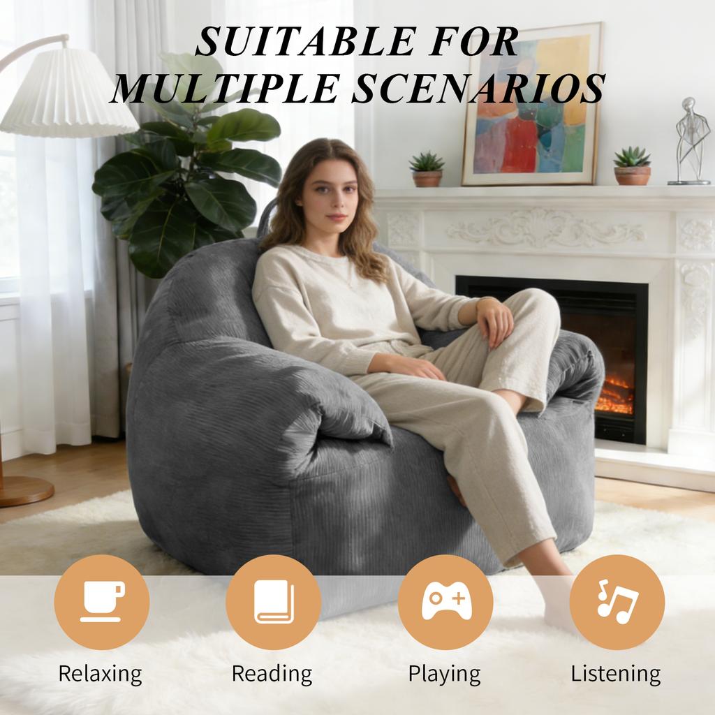 Oversized Cloud-Like Bean Bag Chair with Integrated Top Handle for Effortless Mobility and Cozy Living Space Integration