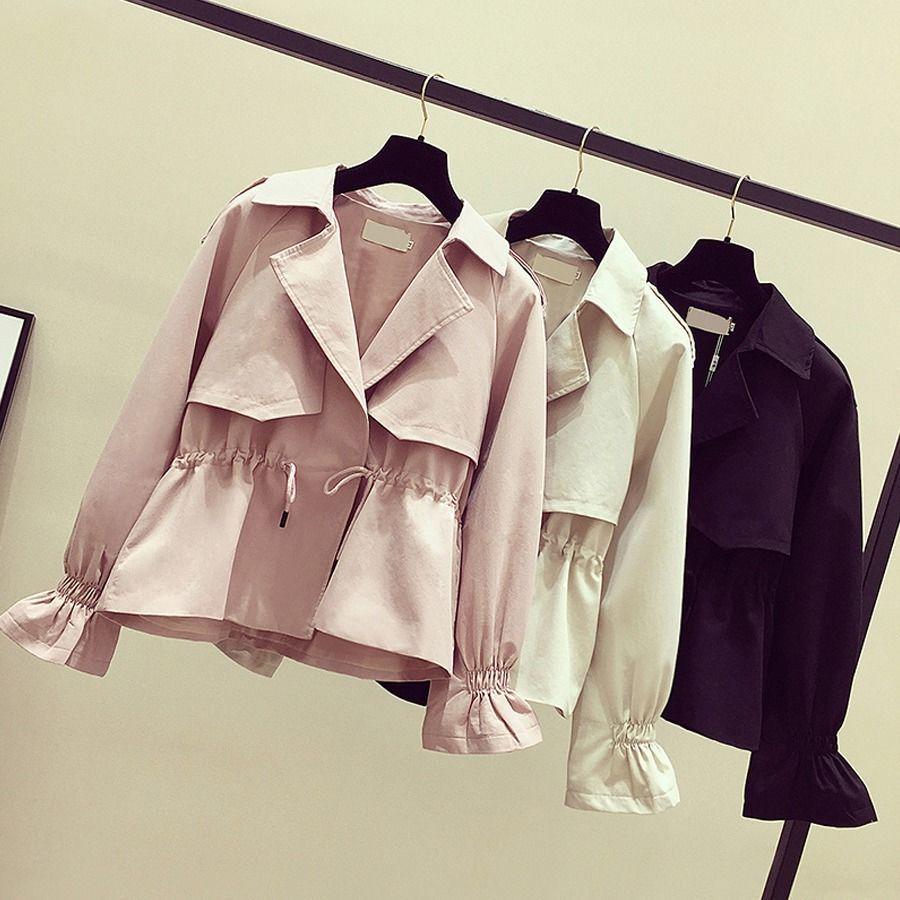 Giacca a vento da donna con colletto rovesciato Cappotto Capospalla Cappotto Monocolore Trench Top aderenti Cappotto