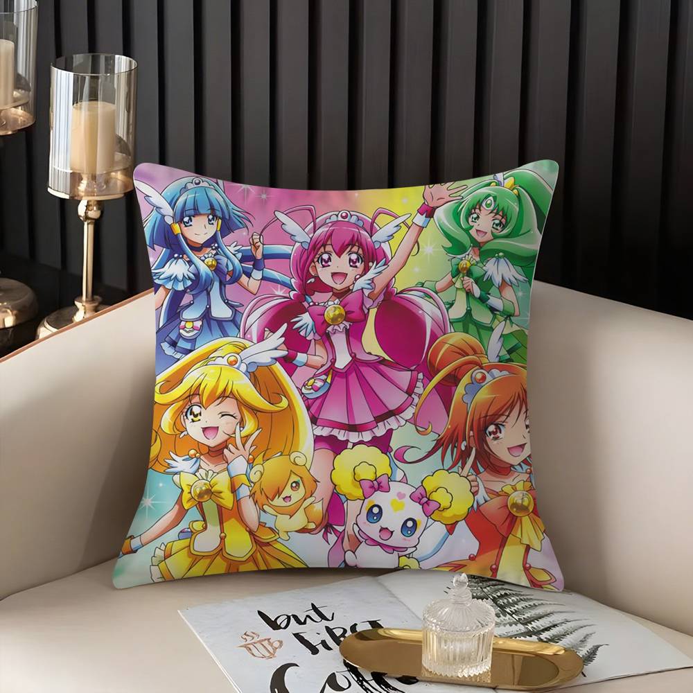 Pillow Case Cartoon S-Smile P-Precures Home Dorm Chair Back Short Plush Double-Sided Printing Office Nap Time Cushion Cover