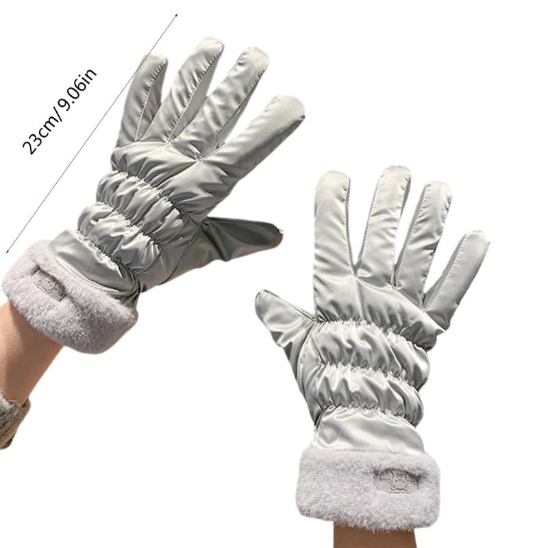 Trendy Warm Thermal Gloves Plush Lining Stylish Windproof for Cold Weather Winter Cycling Skiing Climbing