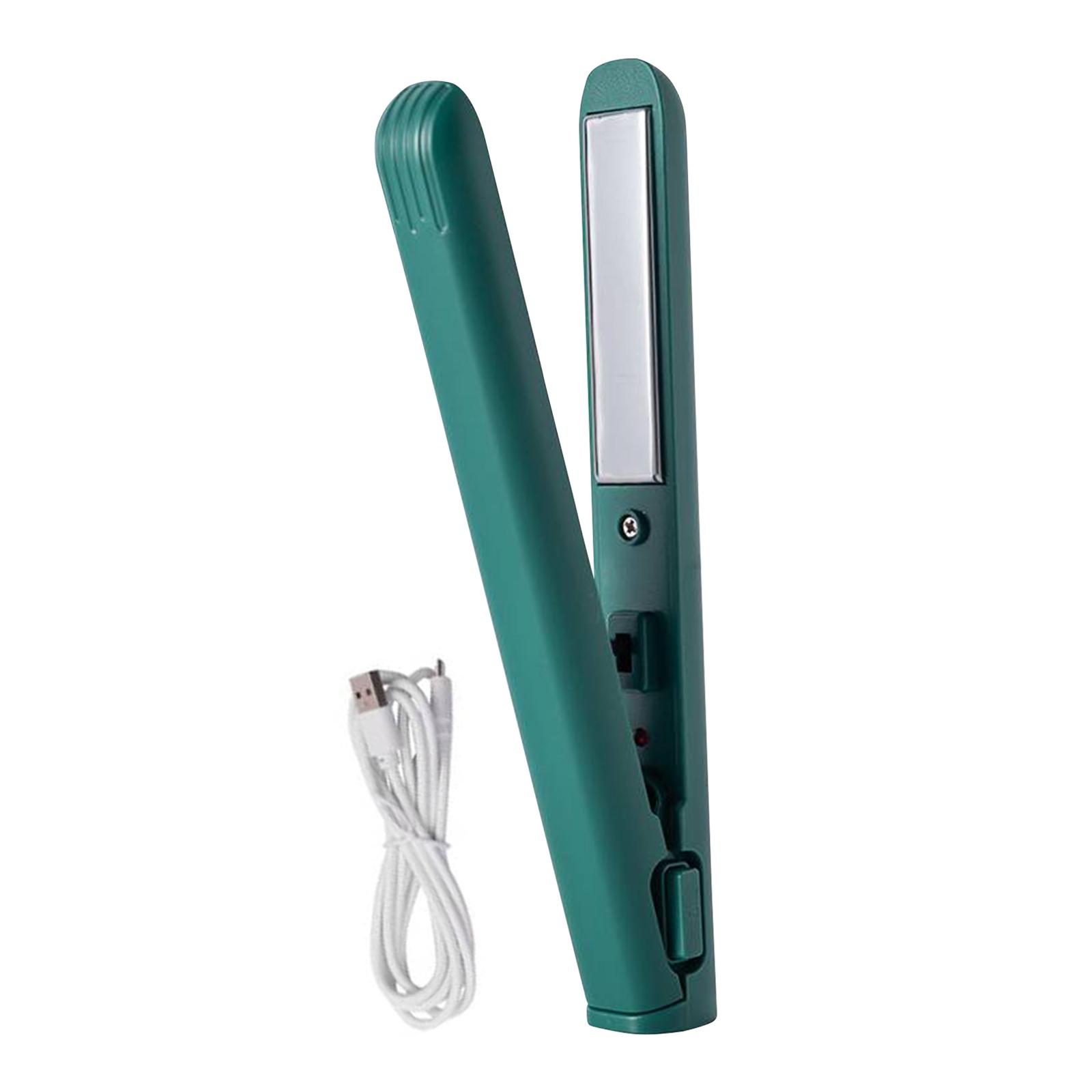 

Portable USB Curling Iron Heats Up Fast Mini Dual Purpose Hair Straighteners Portable Hair Curler Flat Iron for All Hair Types зелений