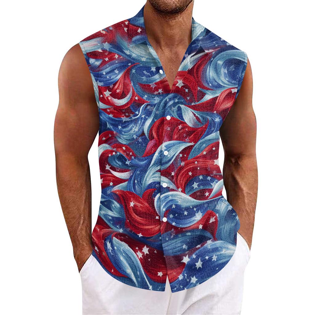 Men's Hawaiian Lapel Button-down Shirt T-shirt Top