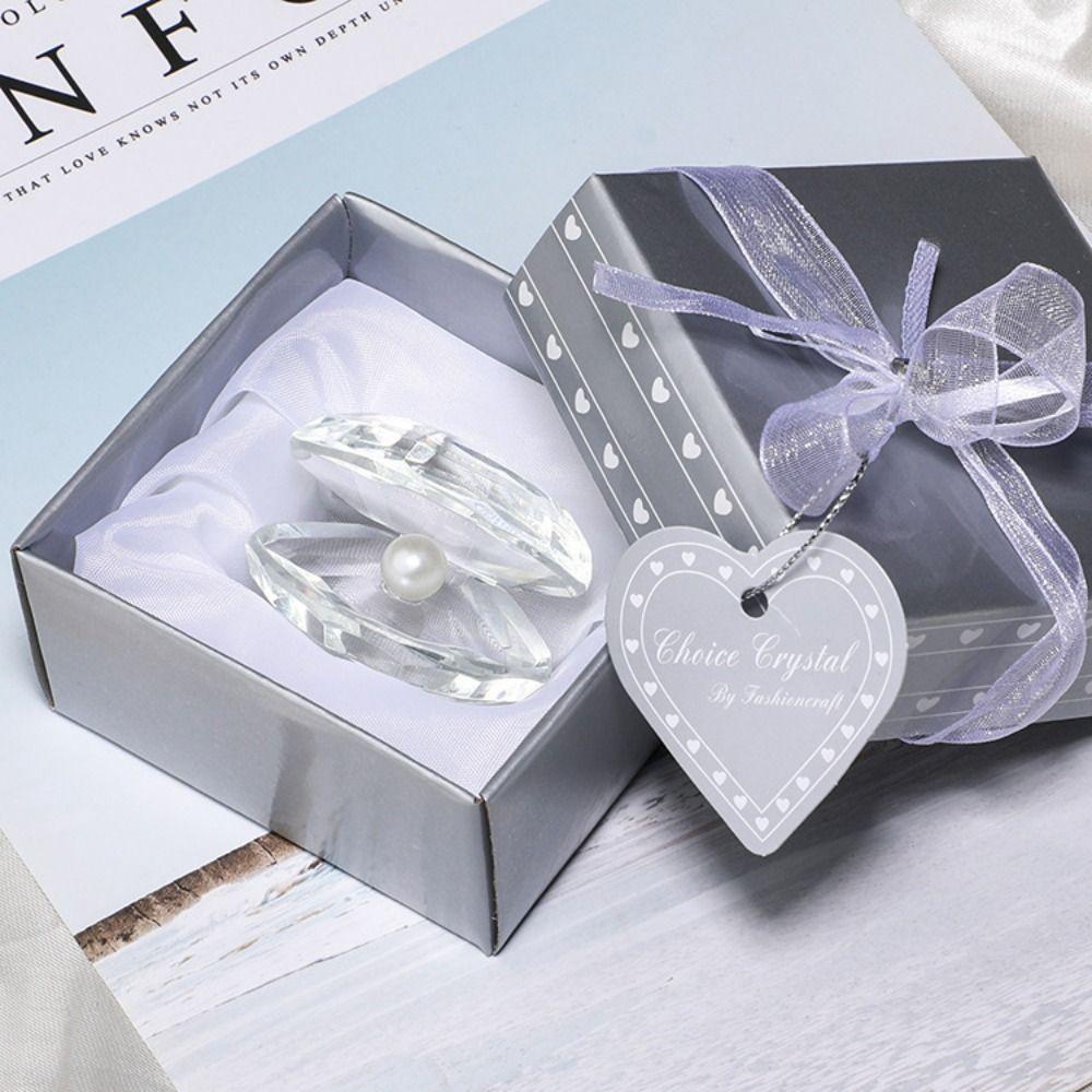 Creative Crystal Crafts Artificial Desktop Ornament Crystal Pearl Clam  Party Favors