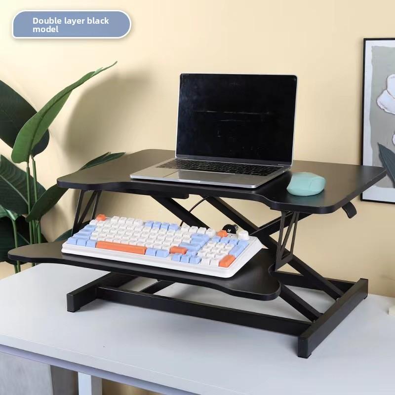Pneumatic Standing Desk Laptop Table Foldable Adjustable Height Office Desktop Riser for Computer Notebook Workstation