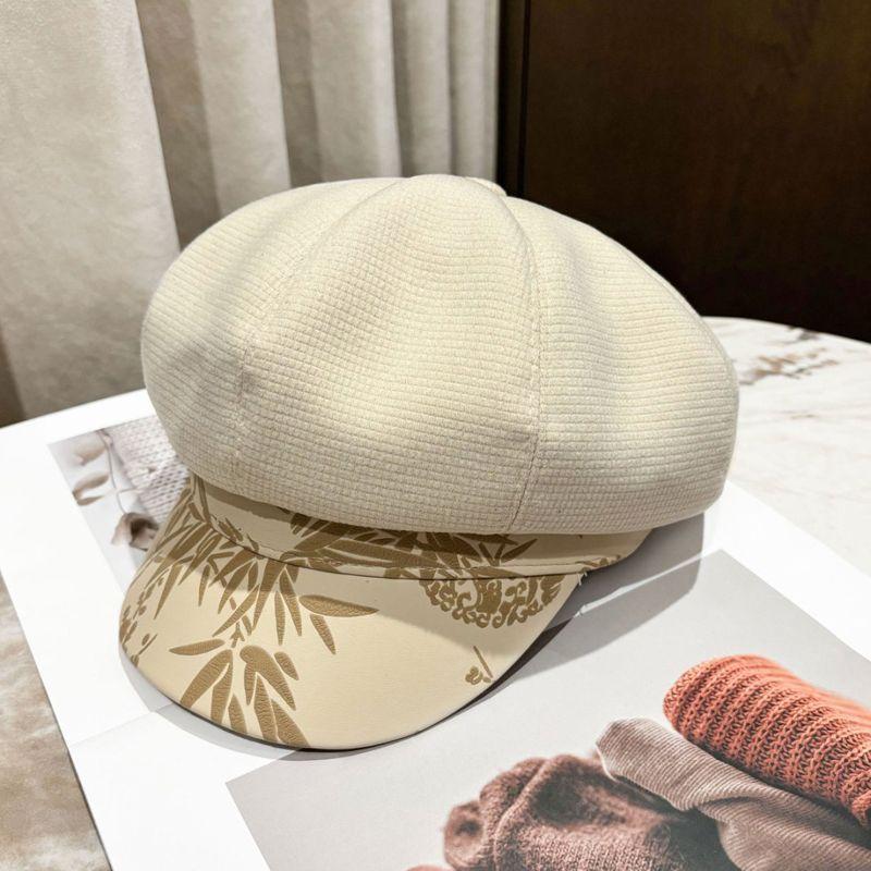 Damen Baskenmütze, Vielseitig für Herbst und Winter Malermütze Retro Achteckige Mütze