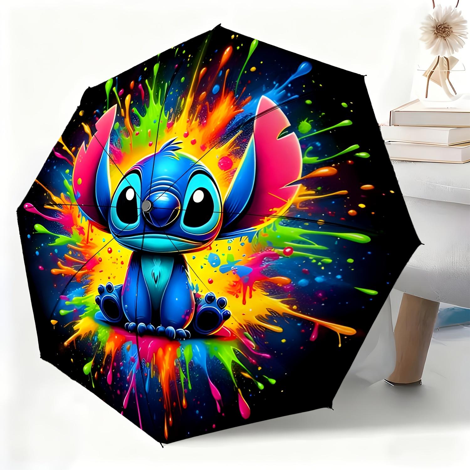 

A Fully Automatic Umbrella Featuring Stitch Cartoon Design, Suitable for All Occasions As a Sun And Rain Umbrella, Portable Fo (as the picture,Iron&8K)