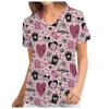 Men's Women's Summer Short Sleeve V Neck Nursing Work Clothes Disney Print Halloween Mary Cat Ophthalmology Work Uniform