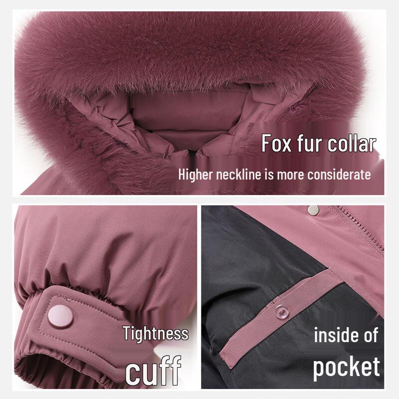 Xue Zhong Fei Women's Winter Hooded Down Jacket with Large Fur Collar