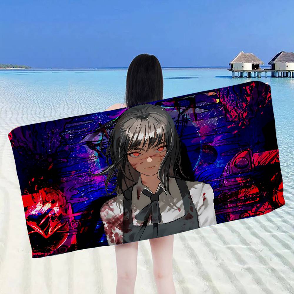 Asa Mitaka Chainsaw Man Anime Microfiber Blanket Quick Drying Beach Towels Oversized Printing Super Absorbent Pool Towel Blanket
