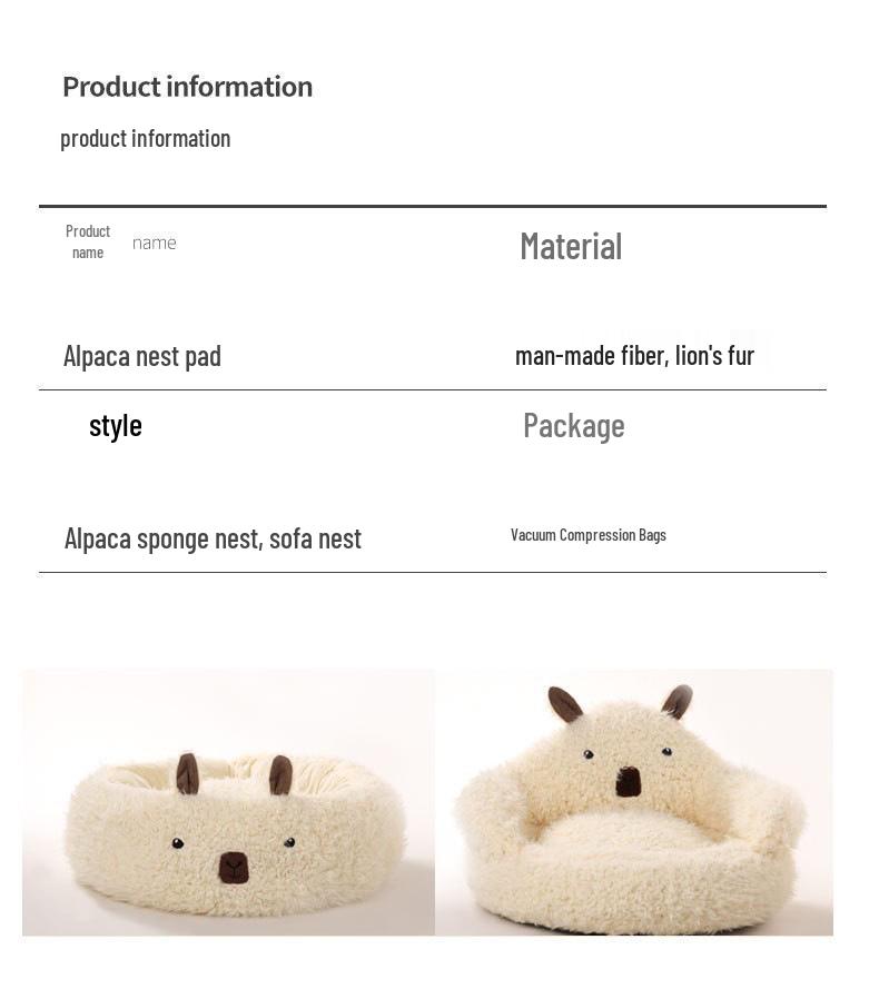 Gniazdo dla zwierząt alpaka: Cztery Pory Roku Łóżko Deep Sleep dla Kotów i Psów