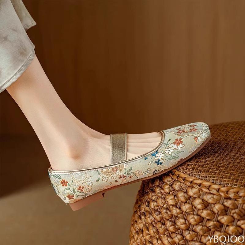 Luxuriöse bestickte niedrige Absätze Flats mit eckiger Spitze Damen Elegante minimalistische Schuhe Modische vielseitige Sommerneuheit Schuhe mit weicher Sohle