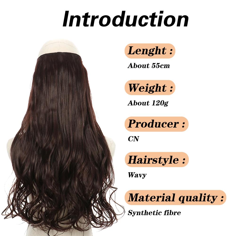 Synthetic Long Wavy Halo Hair Extensions No Clip In Natural Hidden Secret False Hair Piece Synthetic Heat-Resistant Fiber