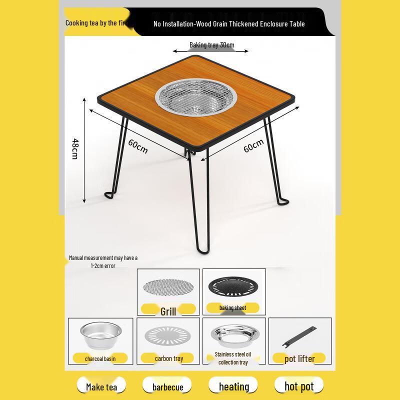 OEING Portable Outdoor Fire Pit Tea Table