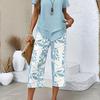 Fashion Set Women Summer Slimming Short Sleeve Wide Leg Pants Elegant Two Piece