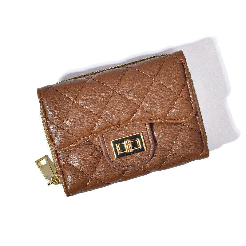 Wallet Wallet Female Rhombus Simple Lock Change Bag Student Card Bag Clutch Bag Tide коричневый 1790₽