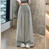 Korean Retro Style Women's Striped Wide-Leg Lace-Up Pants - 2026 Summer Collection