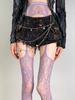 Lolita Sweet Girls Punk Style Floral Tights Colorful Thigh High Stockings Sheer Fishnet Suspender Tights Garter Belt Pantyhose