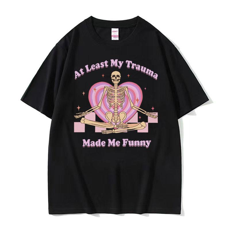 Autistic Funny Skeleton Meme Graphic T Shirt Men Fashion Gothic Retro T Shirts Male ONeck Oversized Short Sleeve Tshirt Unisex