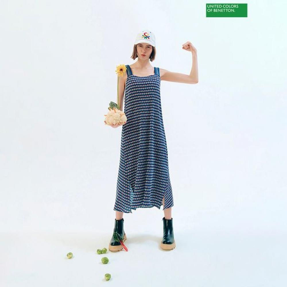 

[Benetton] Benetton Kona Print Dress Baopb1531 NY_navy/42