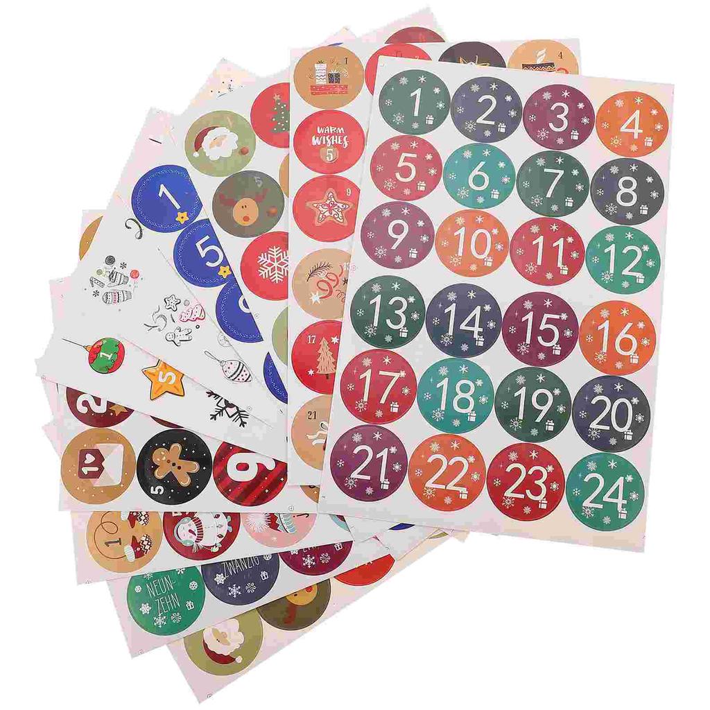 10 Foi Autocolante Cadou de Crăciun Etichete Numere Calendar Advent Numere Etichete Culoare Adeziv Împachetat