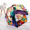 1pc Hummingbird StainedGlass Automatic Open/close Umbrella, 8-Rib Sturdy Structure, Portable Travel Umbrella, Parties, Everyday Use, Outdoor