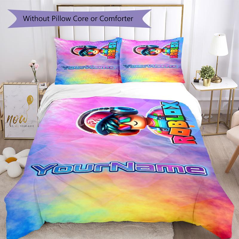 Roblox 455 Customize your name Bedding Set Breathable Duvet Cover with Pillowcases Home Decoration Birthday Gift
