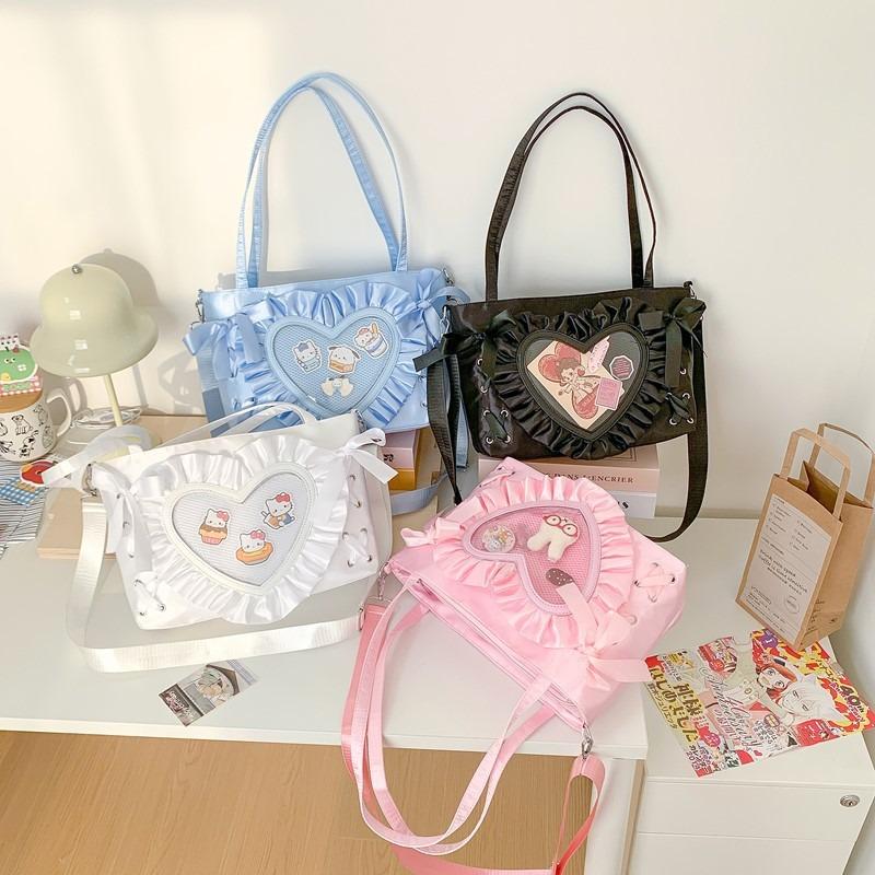 New Sweet and Cool Two-dimensional Transparent Shoulder Bag Love Lace Large-capacity Handbag