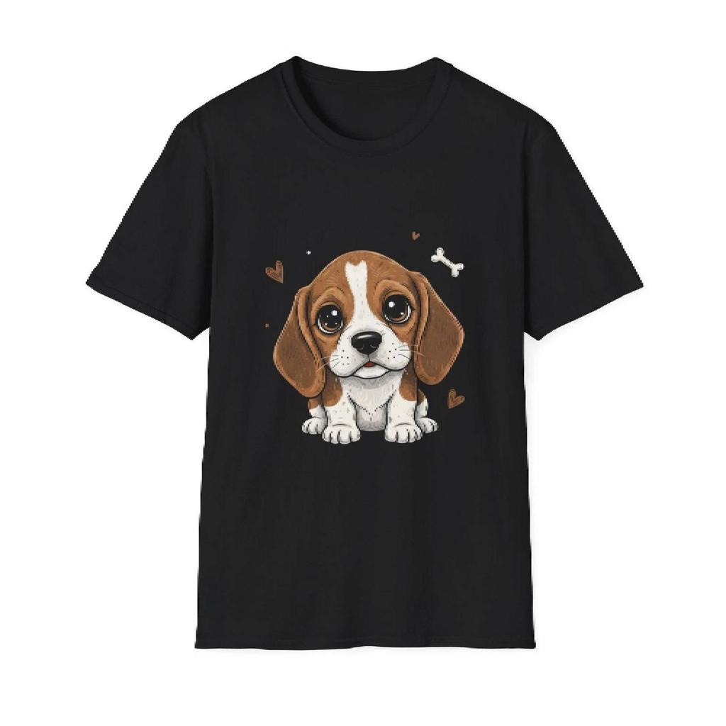 Cute Dog Beagle Kawaii Cartoon Black Tee Adorable Graphic unisex T-Shirt FREESHIPS