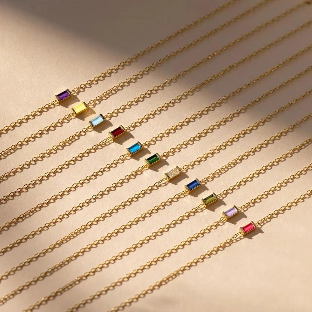 Quadratischer Zirkon Goldplattiertes Armband Stapelbares Minimalistisches Armband Trendiges Geburtsstein-Armband Täglich