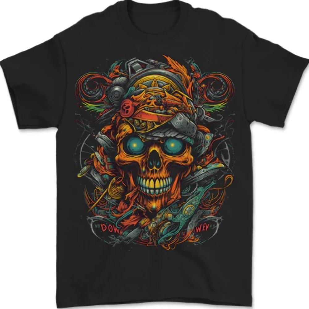 A Twisted FUBAR Skull Demon Pirate Mens T-Shirt 100% Cotton S