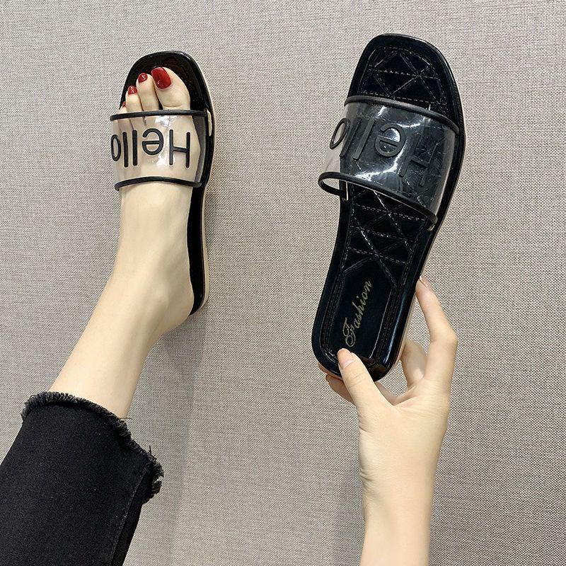 Mode Dam Nya Tofflor Mode Ytterkläder Sommar Nya Stilar Allmatch Halkfria Strand Sandaler och Tofflor Strand Sandaler