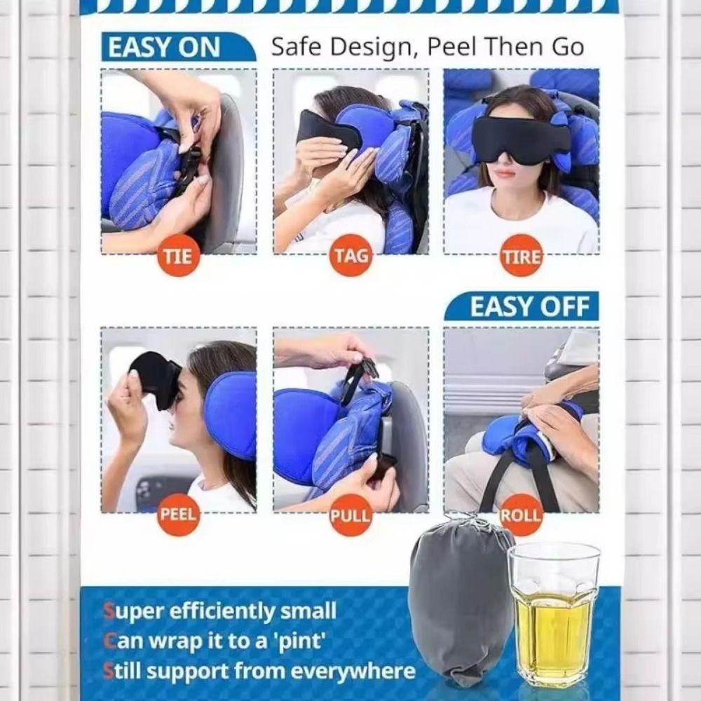 Blackout Head Strap with Eye Mask Head Support Travel Pillow for Airplanes Travel
