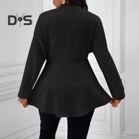 Fall Winter Lady Suit Coat Single Button Textured Jaquard Solid Color Mid Length Deep V Neck Long Sleeves Formal Business Style Lady Commuting Jacket