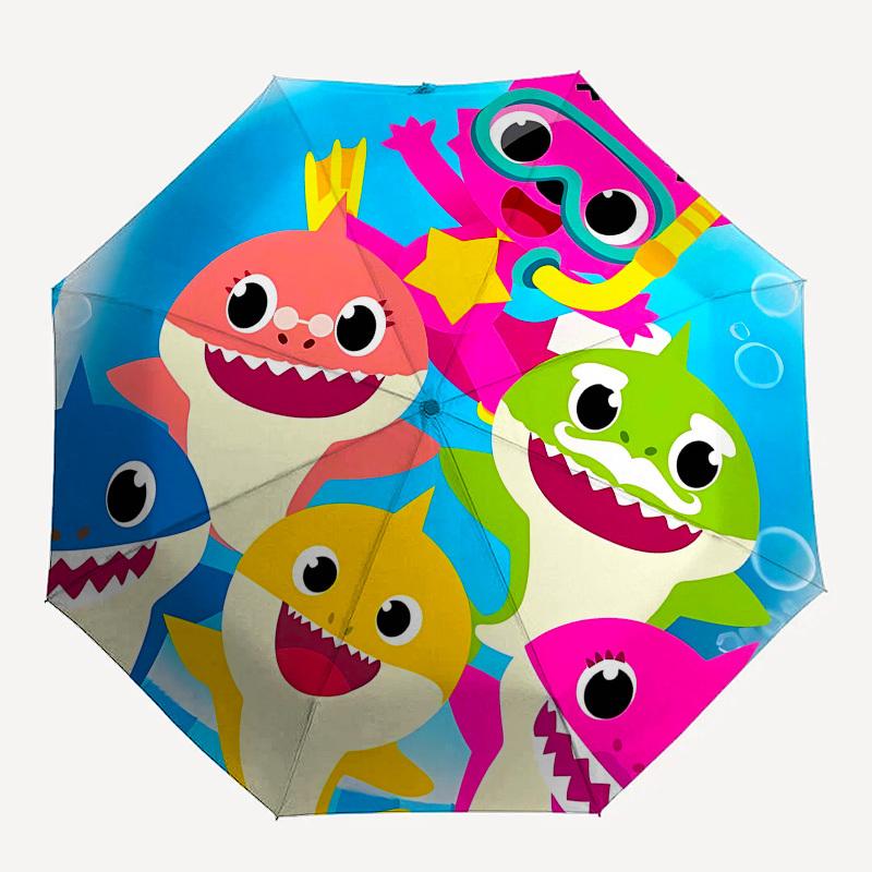 Baby Shark, Underwater Adventure Automatic Opening and Closing, 8 rib Structure Portable Umbrella, Suitable for Men and Women in All Seasons