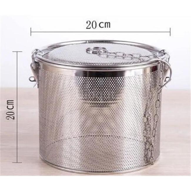 Kulatý otvor 304 nerezová ocelová kořenící taška na omáčku, polévku, chuť koření, košík, solný hrnec, oddělovač strusky, cedník, sítka