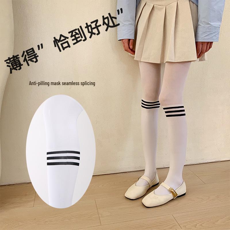 Girls' Summer 10D Thin Ballet Socks Velvet White Dance Pantyhose