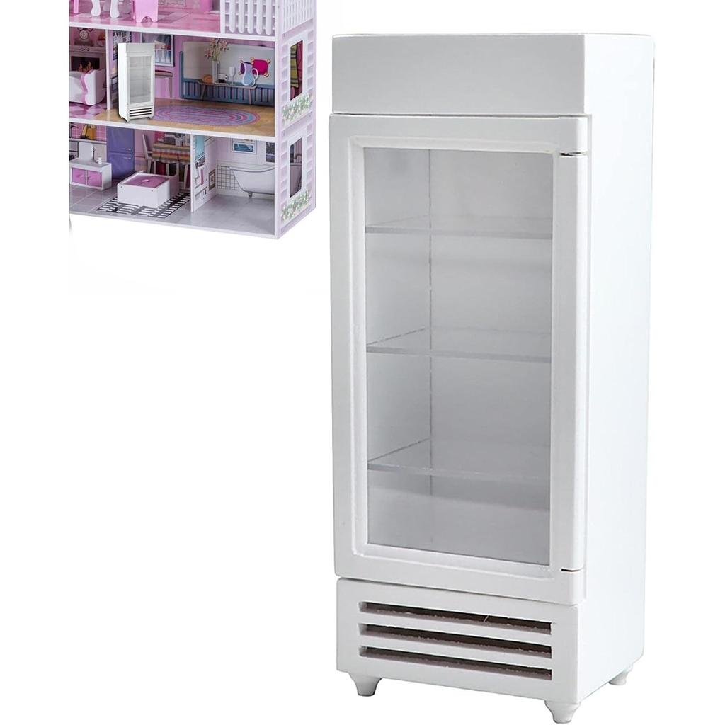 Single Door Toy Refrigerator, 1/12 Scale Dollhouse Furniture for Kitchen, Dollhouse Accessories Single Door Fridge Kitchen Toy for Kids