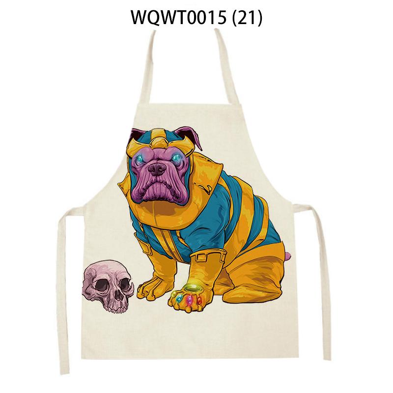Adult Kids Kitchen Apron Funny Cartoon Dog Printed Sleeveless Linen Baking Aprons for Men Women Home Cleaning Tools Delantal