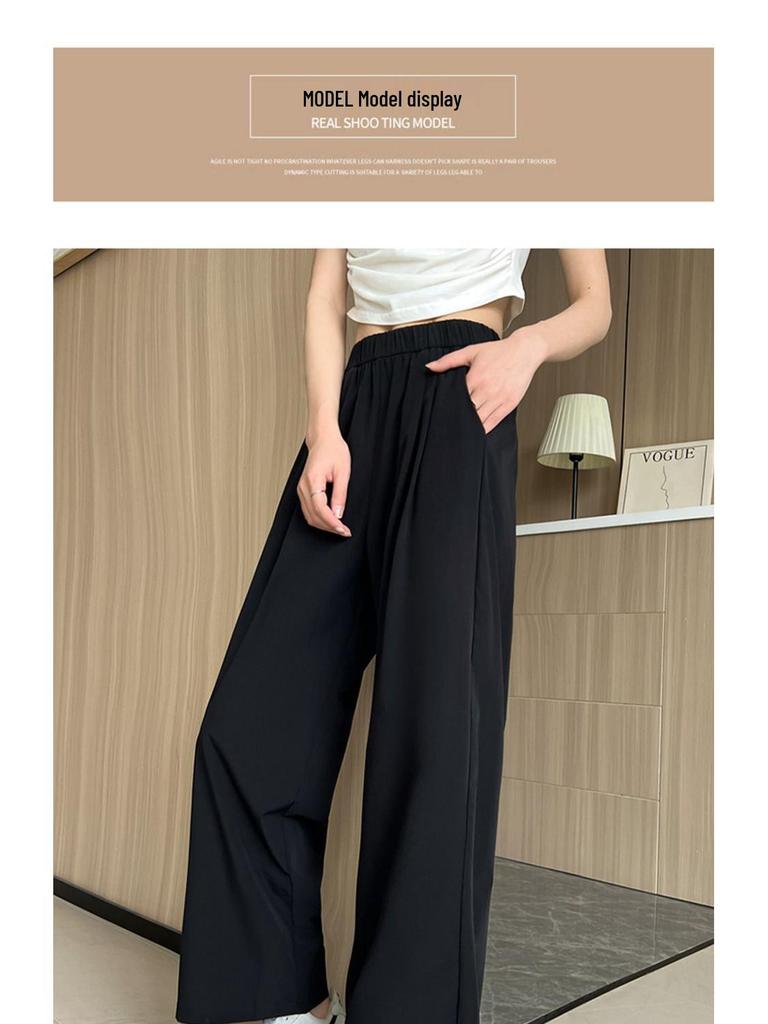 Spring/Summer Korean Plus Size Wide Leg Slimming Pants for Women - Casual, Loose, Cropped